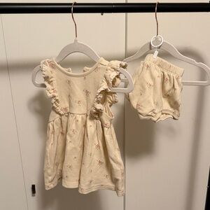 Quincy Mae Cream Waffle Dress with Flowers